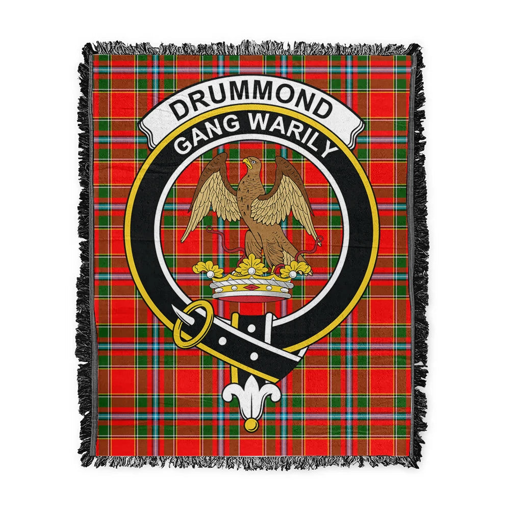 Scottish Tartan Drummond of Perth Clan Woven Blanket Crest Style