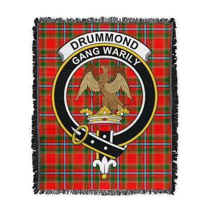 Scottish Tartan Drummond of Perth Clan Woven Blanket Crest Style