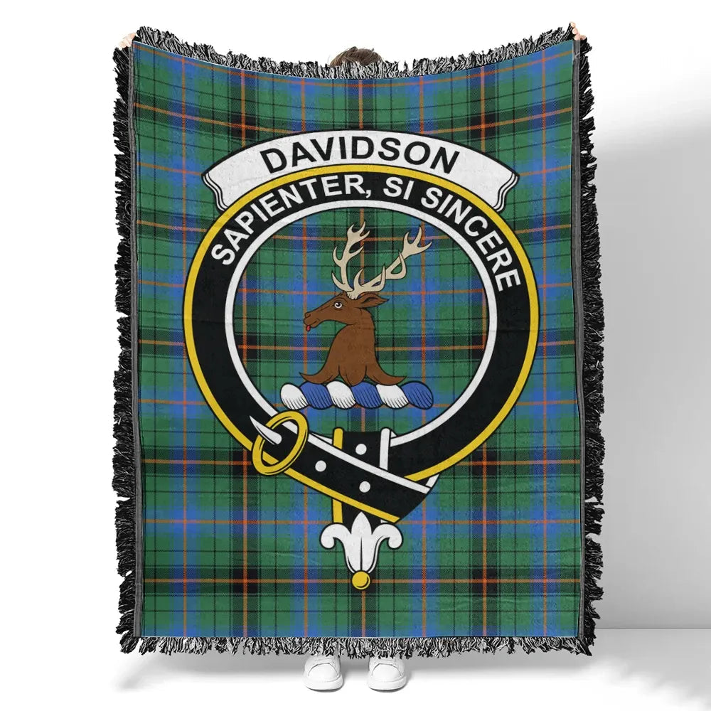 Scottish Tartan Davidson Ancient Clan Woven Blanket Crest Style