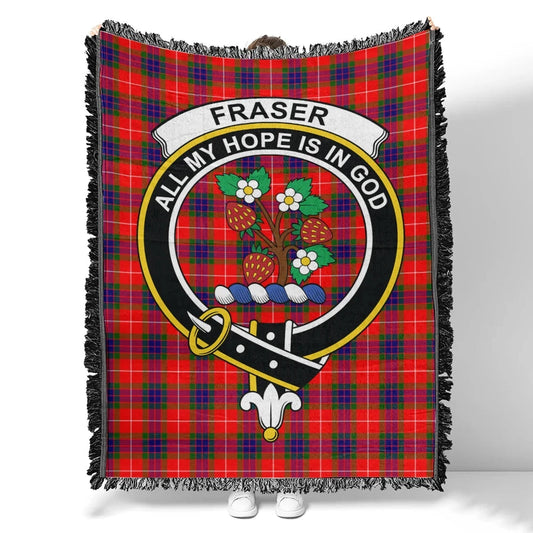 Scottish Tartan Fraser Modern Clan Woven Blanket Crest Style