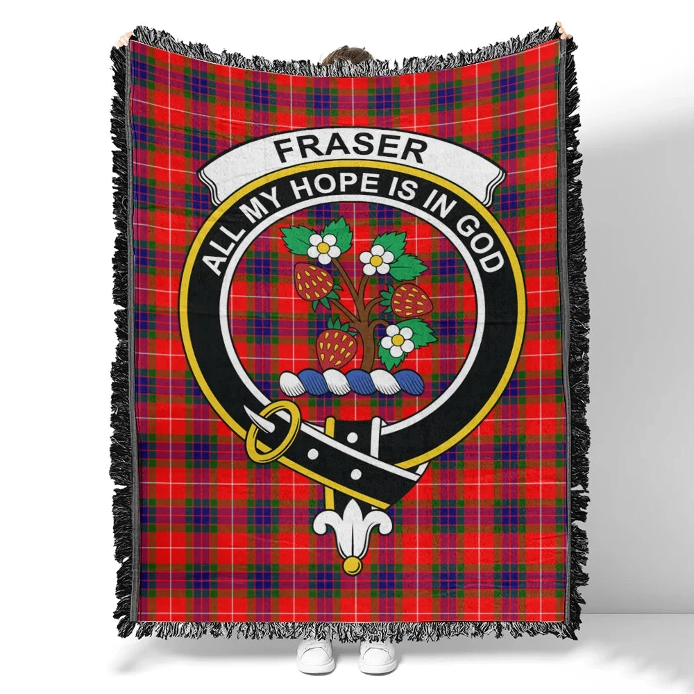 Scottish Tartan Fraser Modern Clan Woven Blanket Crest Style