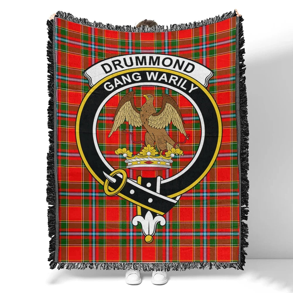 Scottish Tartan Drummond of Perth Clan Woven Blanket Crest Style