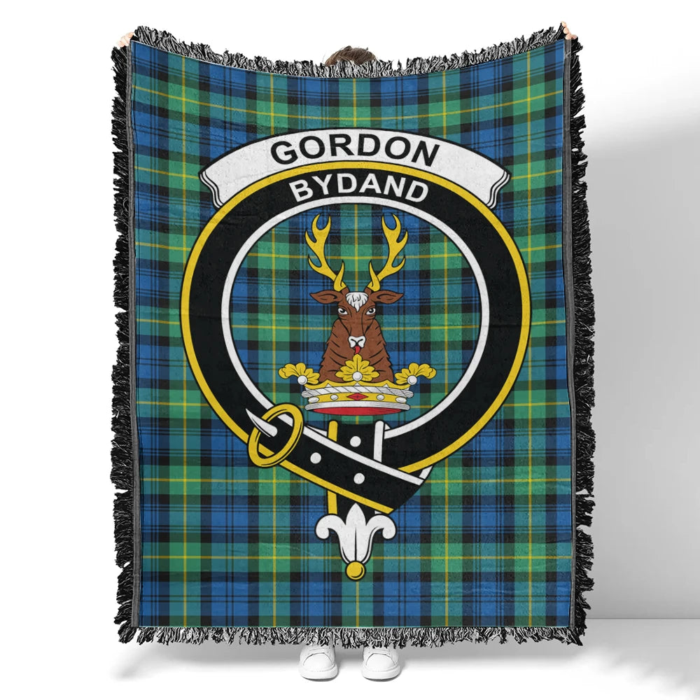 Scottish Tartan Gordon Ancient Clan Woven Blanket Crest Style