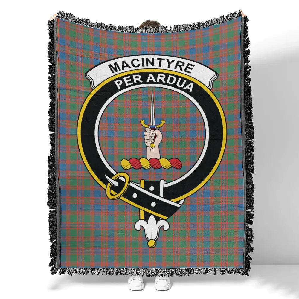 Scottish Tartan MacIntyre Ancient Clan Woven Blanket Crest Style