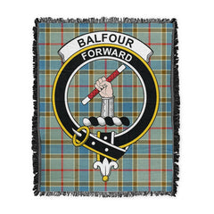 Scottish Tartan Balfour Blue Clan Woven Blanket Crest Style