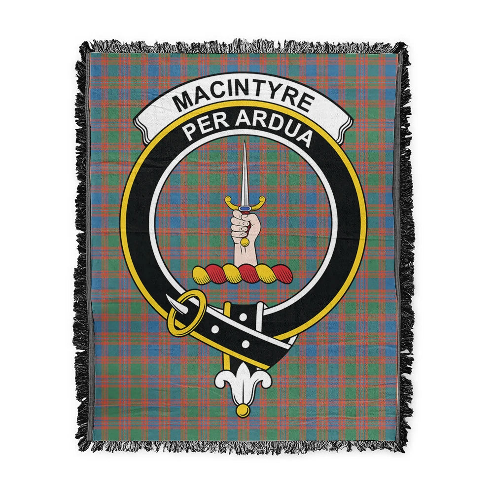 Scottish Tartan MacIntyre Ancient Clan Woven Blanket Crest Style