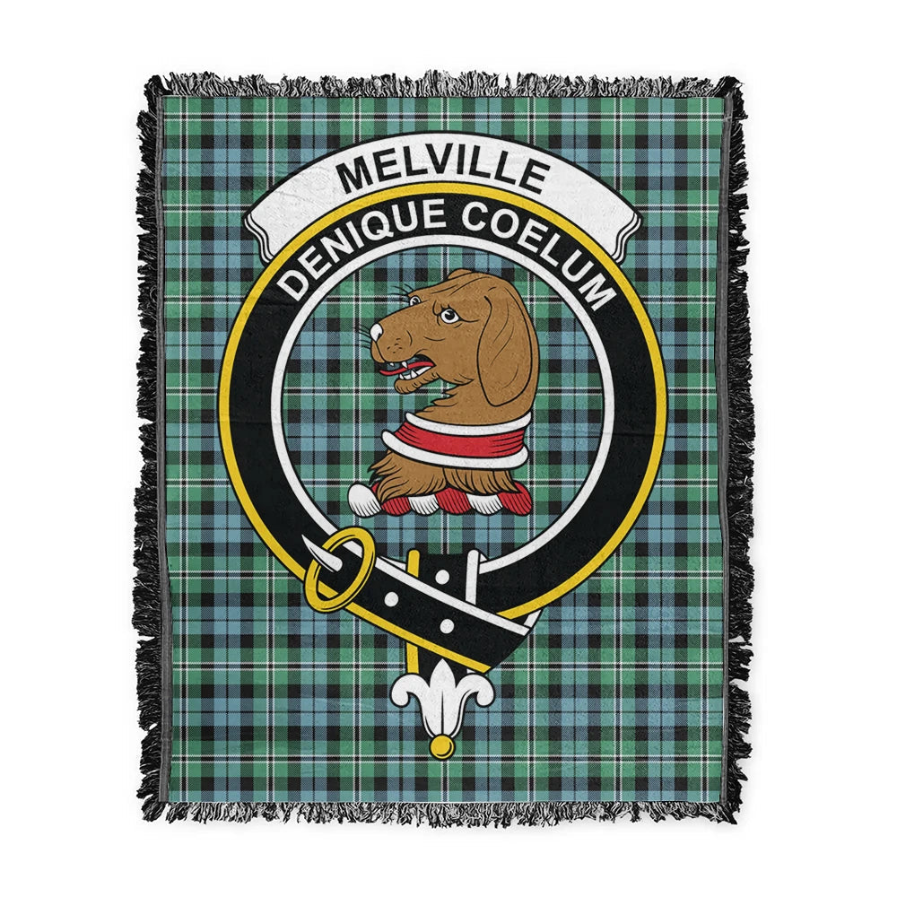 Scottish Tartan Melville Clan Woven Blanket Crest Style