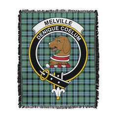 Scottish Tartan Melville Clan Woven Blanket Crest Style