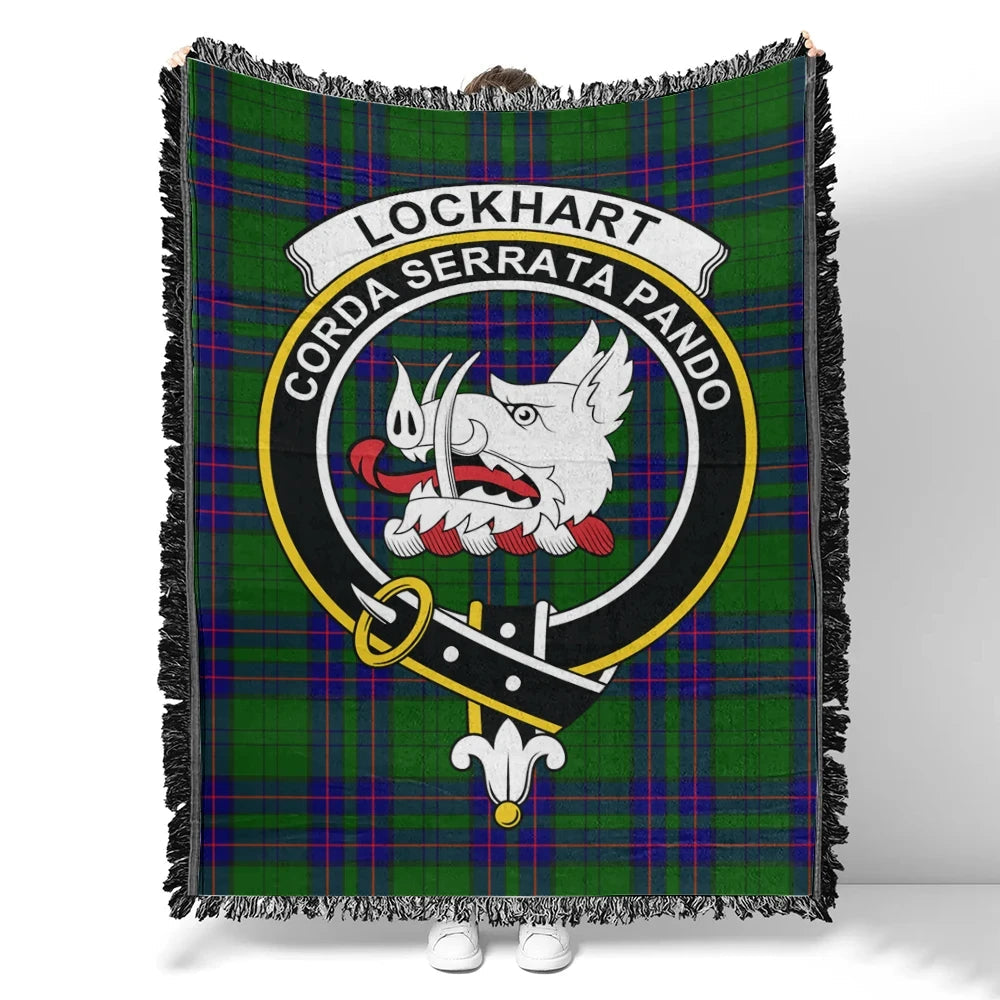 Scottish Tartan Lockhart Clan Woven Blanket Crest Style