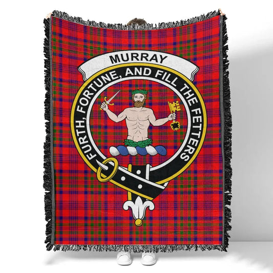 Scottish Tartan Murray of Tulloch Modern Clan Woven Blanket Crest Style