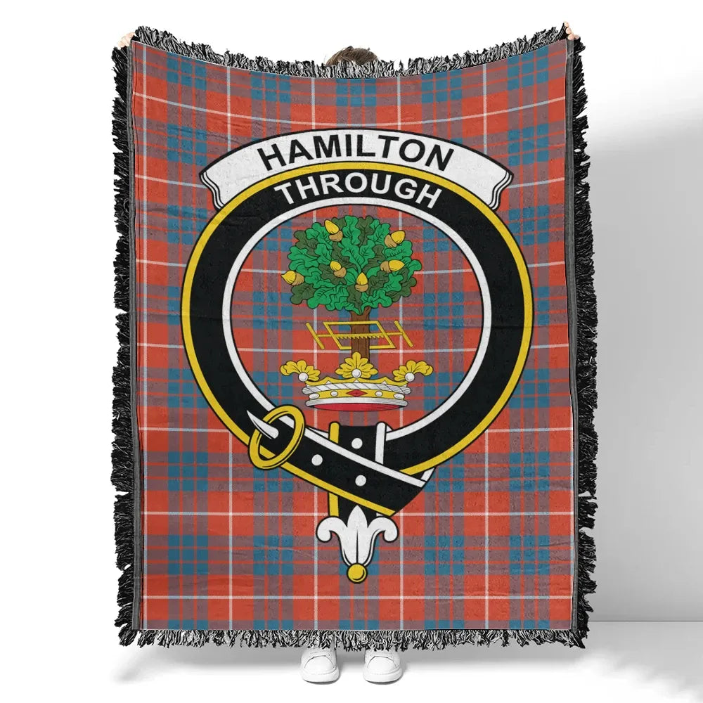 Scottish Tartan Hamilton Ancient Clan Woven Blanket Crest Style