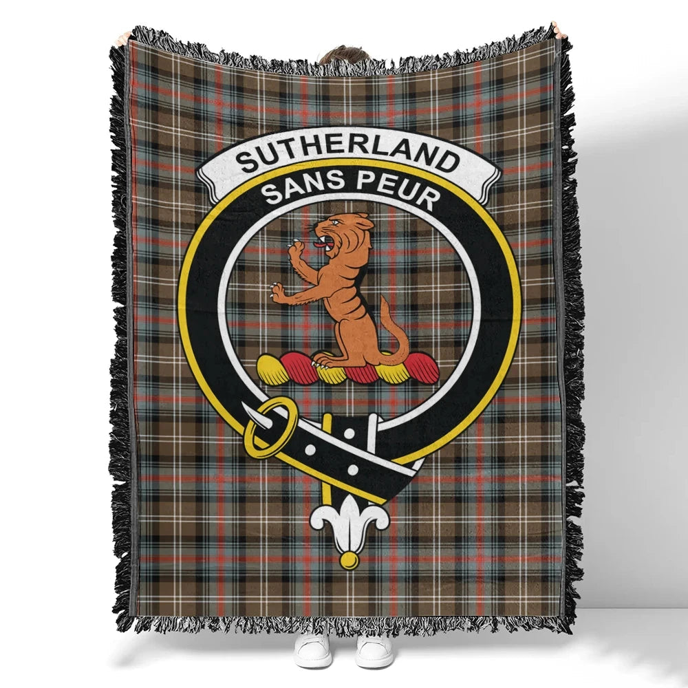 Scottish Tartan Sutherland Weathered Clan Woven Blanket Crest Style