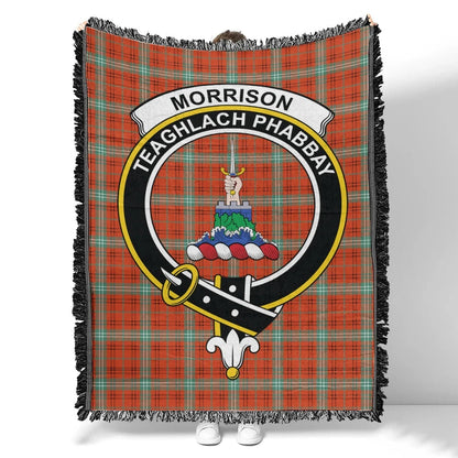 Scottish Tartan Morrison Red Ancient Clan Woven Blanket Crest Style