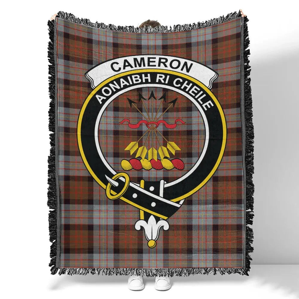 Scottish Tartan Cameron of Erracht Weathered Clan Woven Blanket Crest Style