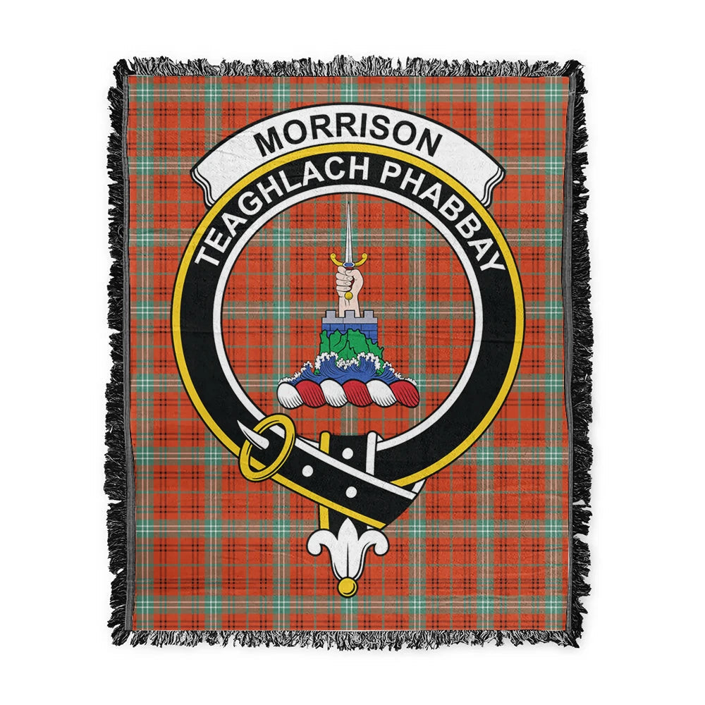 Scottish Tartan Morrison Red Ancient Clan Woven Blanket Crest Style