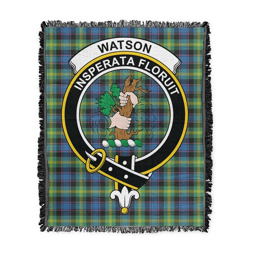 Scottish Tartan Watson Ancient Clan Woven Blanket Crest Style