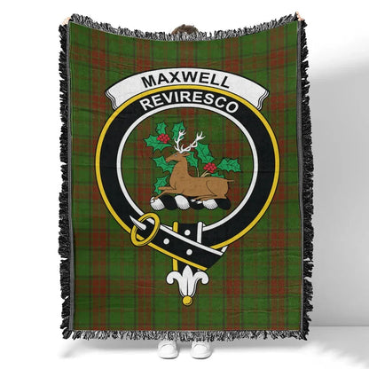 Scottish Tartan Maxwell Hunting Clan Woven Blanket Crest Style