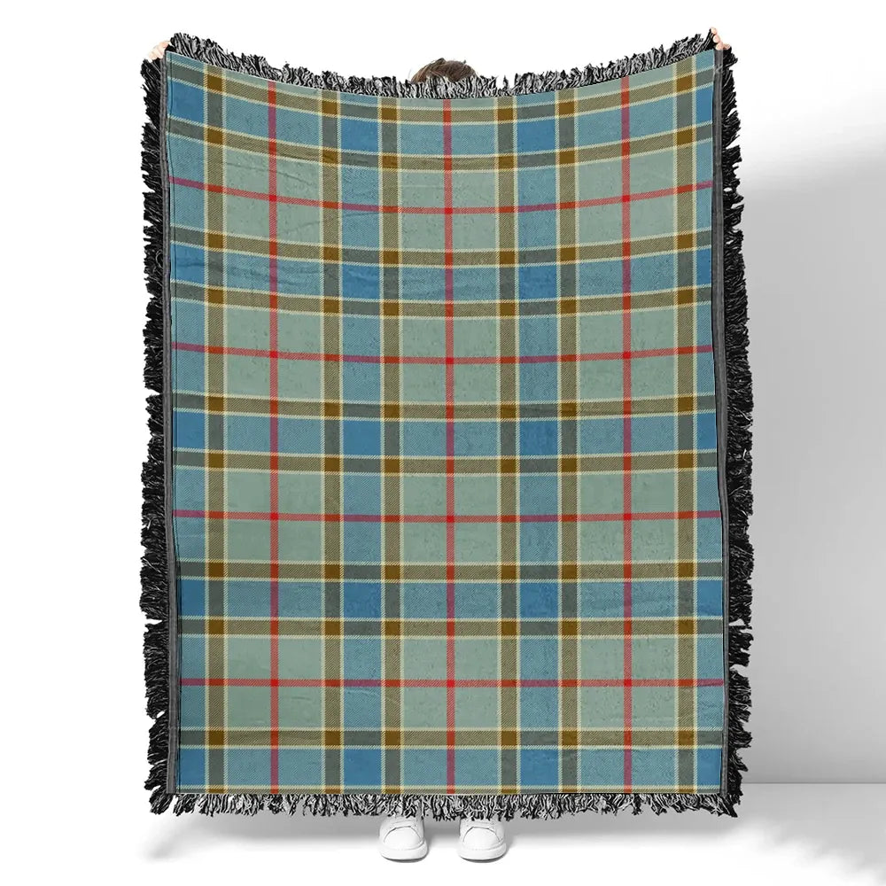Scottish Tartan Balfour Blue Clan Woven Blanket Plaid Style