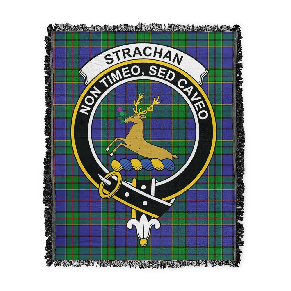 Scottish Tartan Strachan Clan Woven Blanket Crest Style