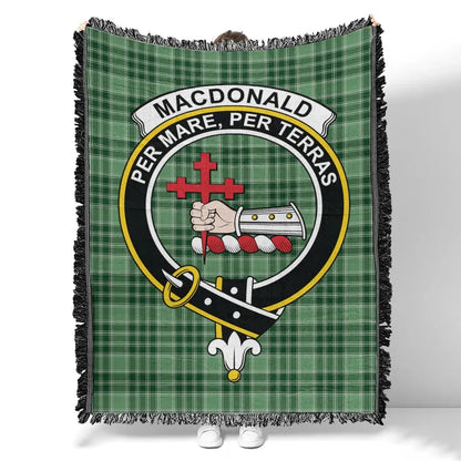 Scottish Tartan MacDonald Lord of the Isles Hunting Clan Woven Blanket Crest Style