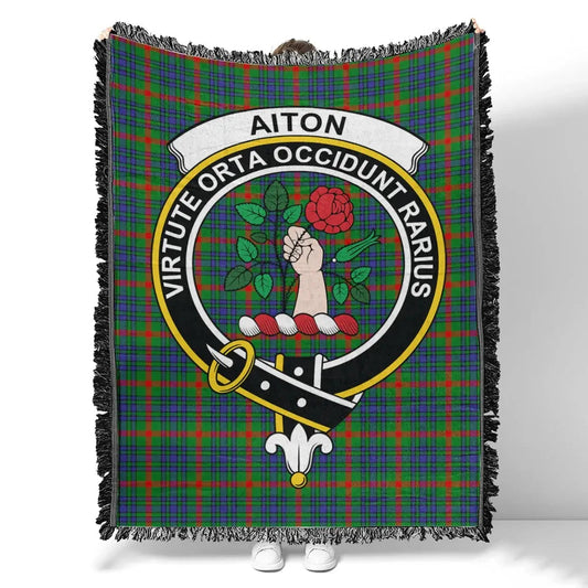 Scottish Tartan Aiton Clan Woven Blanket Crest Style