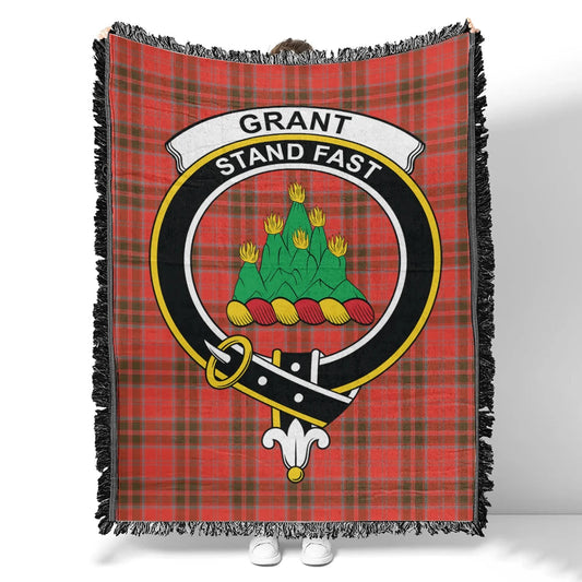 Scottish Tartan Grant Weathered Clan Woven Blanket Crest Style