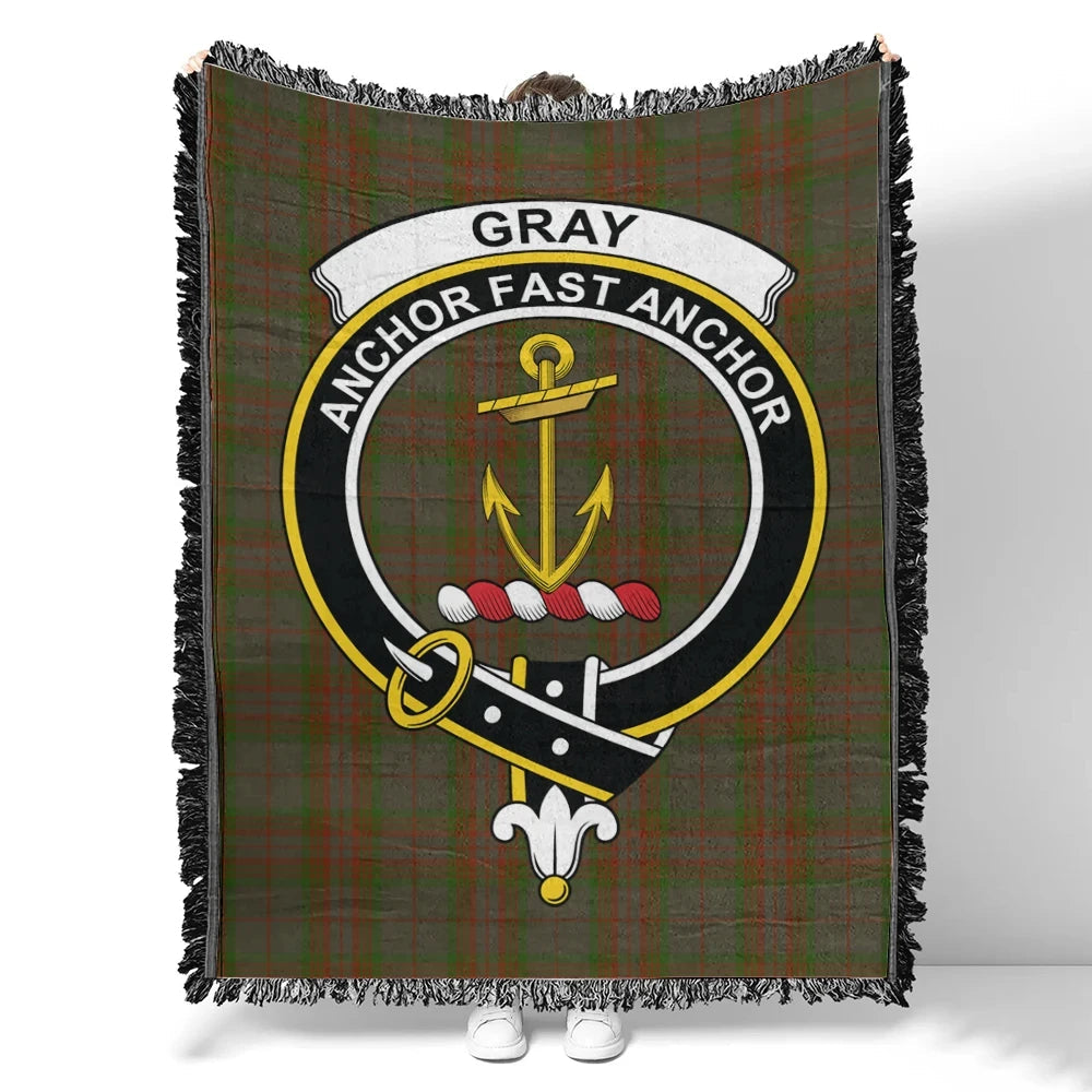 Scottish Tartan Gray Hunting Clan Woven Blanket Crest Style