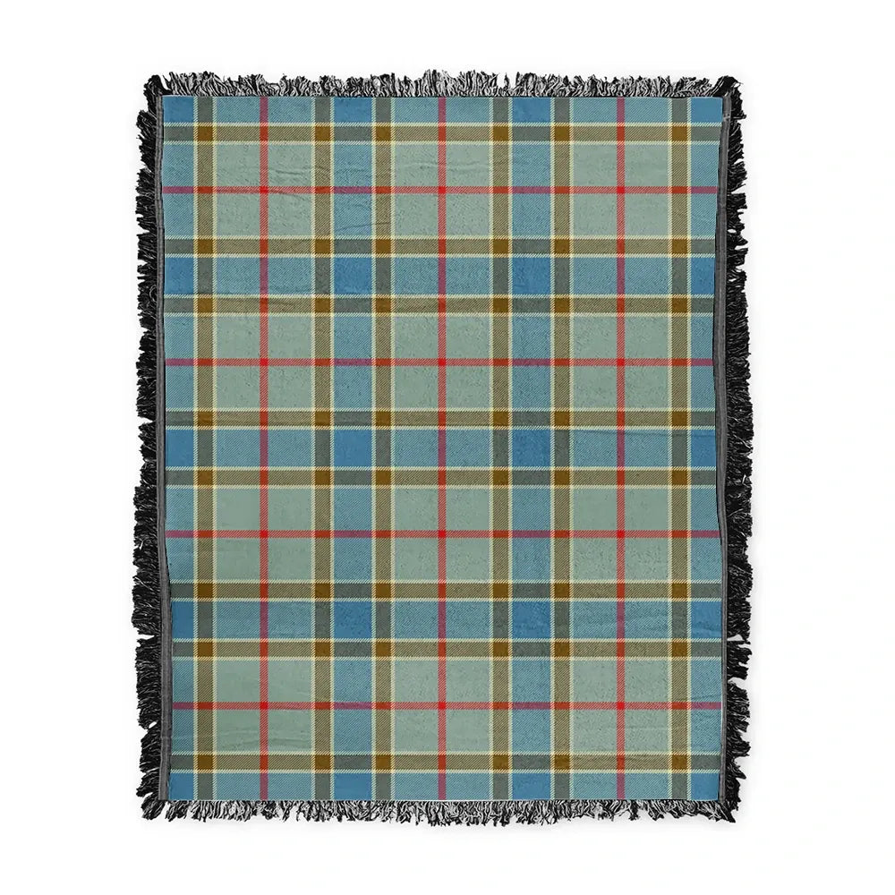 Scottish Tartan Balfour Blue Clan Woven Blanket Plaid Style