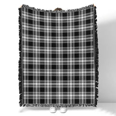 Scottish Tartan Menzies Black & White Modern Clan Woven Blanket Plaid Style