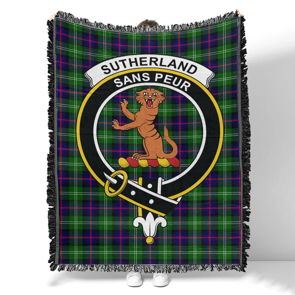 Scottish Tartan Sutherland Modern Clan Woven Blanket Crest Style