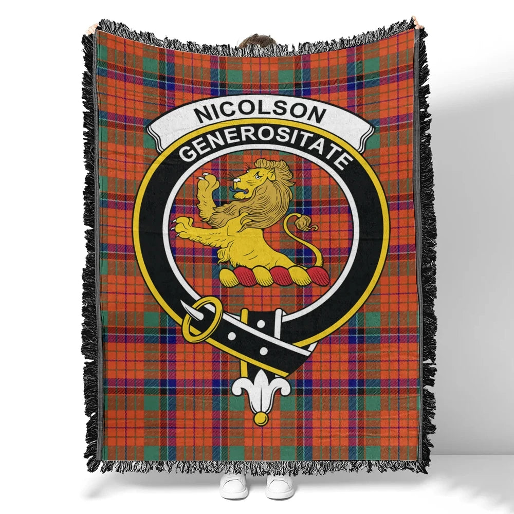 Scottish Tartan Nicolson Ancient Clan Woven Blanket Crest Style