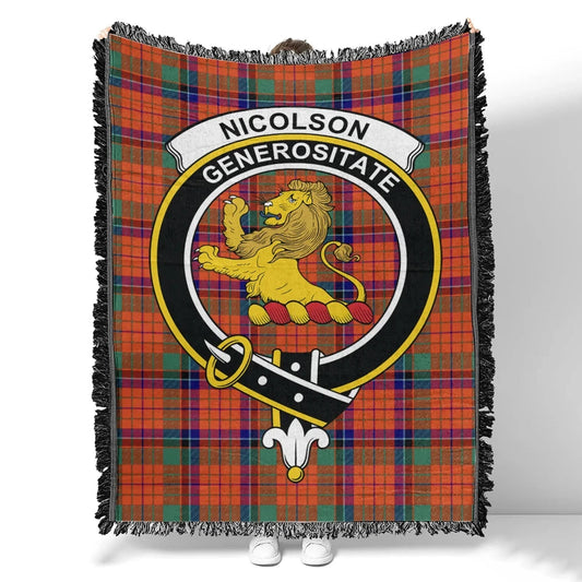 Scottish Tartan Nicolson Ancient Clan Woven Blanket Crest Style