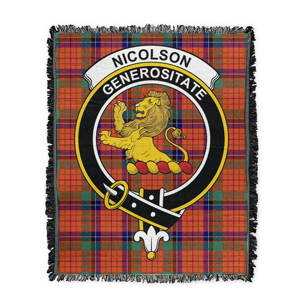 Scottish Tartan Nicolson Ancient Clan Woven Blanket Crest Style