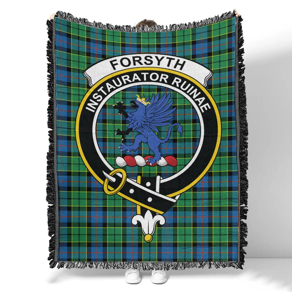 Scottish Tartan Forsyth Ancient Clan Woven Blanket Crest Style