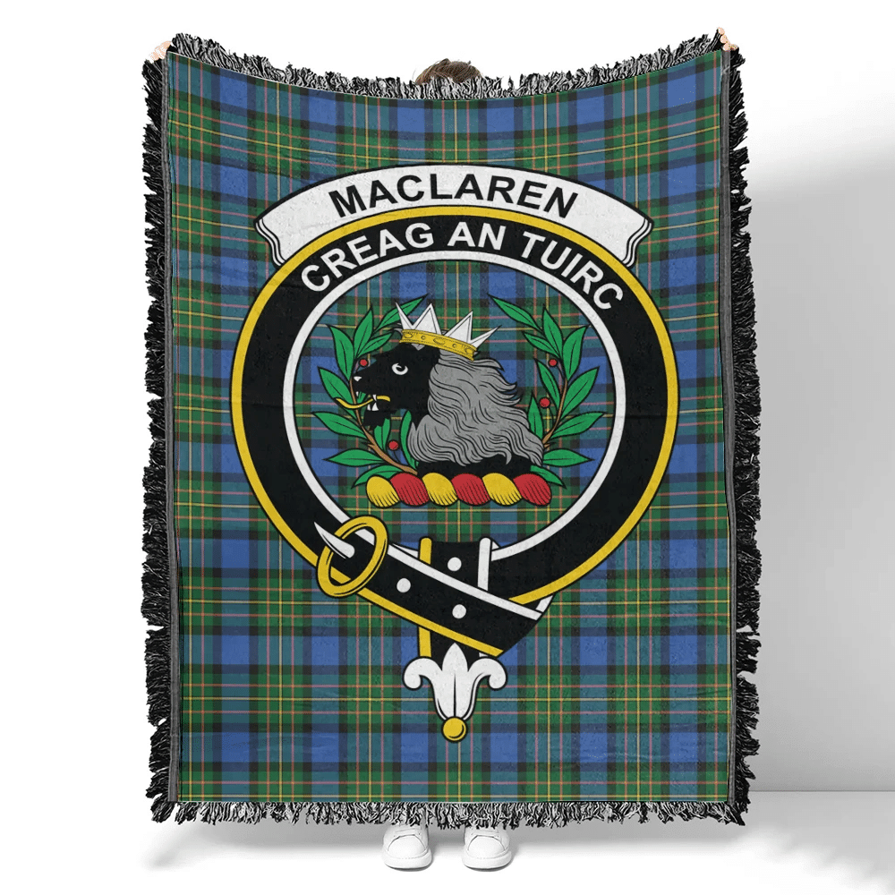 Scottish Tartan MacLaren Ancient Clan Woven Blanket Crest Style