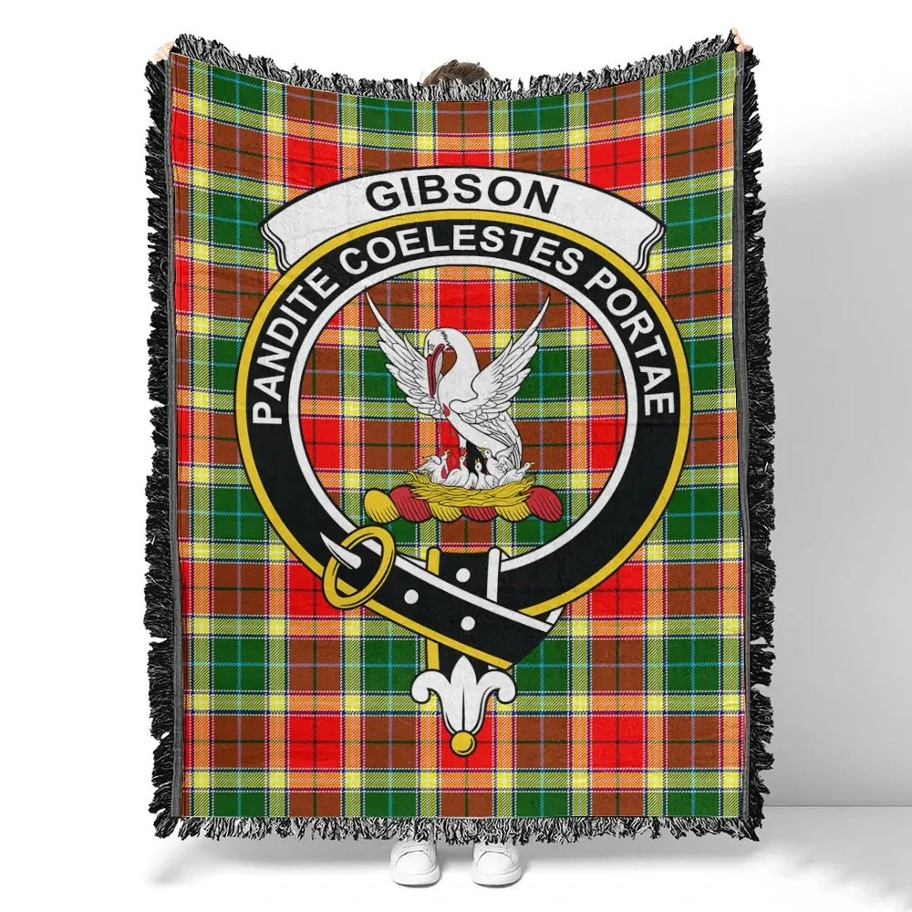 Scottish Tartan Gibbs Clan Woven Blanket Crest Style