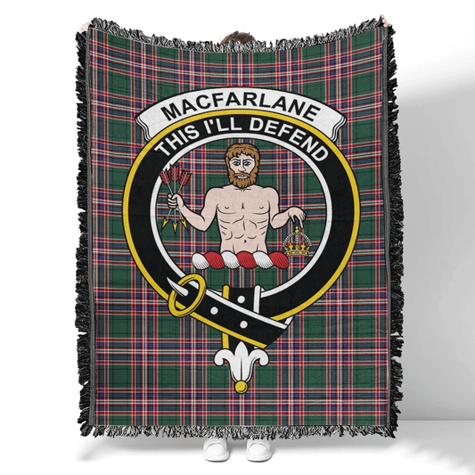 Scottish Tartan MacFarlane Hunting Modern Clan Woven Blanket Crest Style