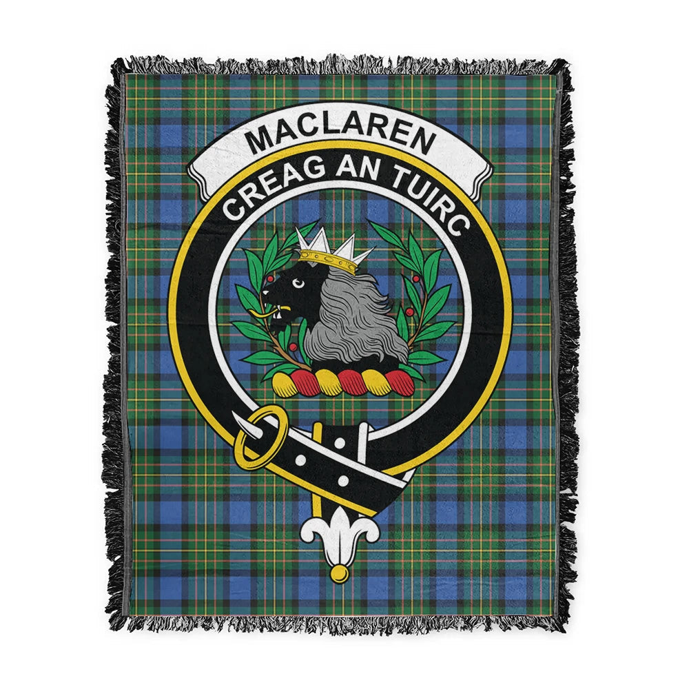 Scottish Tartan MacLaren Ancient Clan Woven Blanket Crest Style