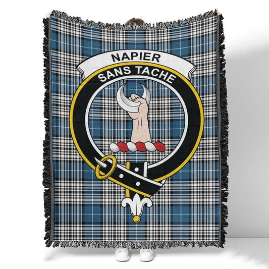 Scottish Tartan Napier Modern Clan Woven Blanket Crest Style