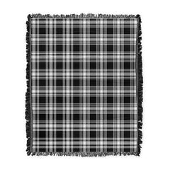 Scottish Tartan Menzies Black & White Modern Clan Woven Blanket Plaid Style