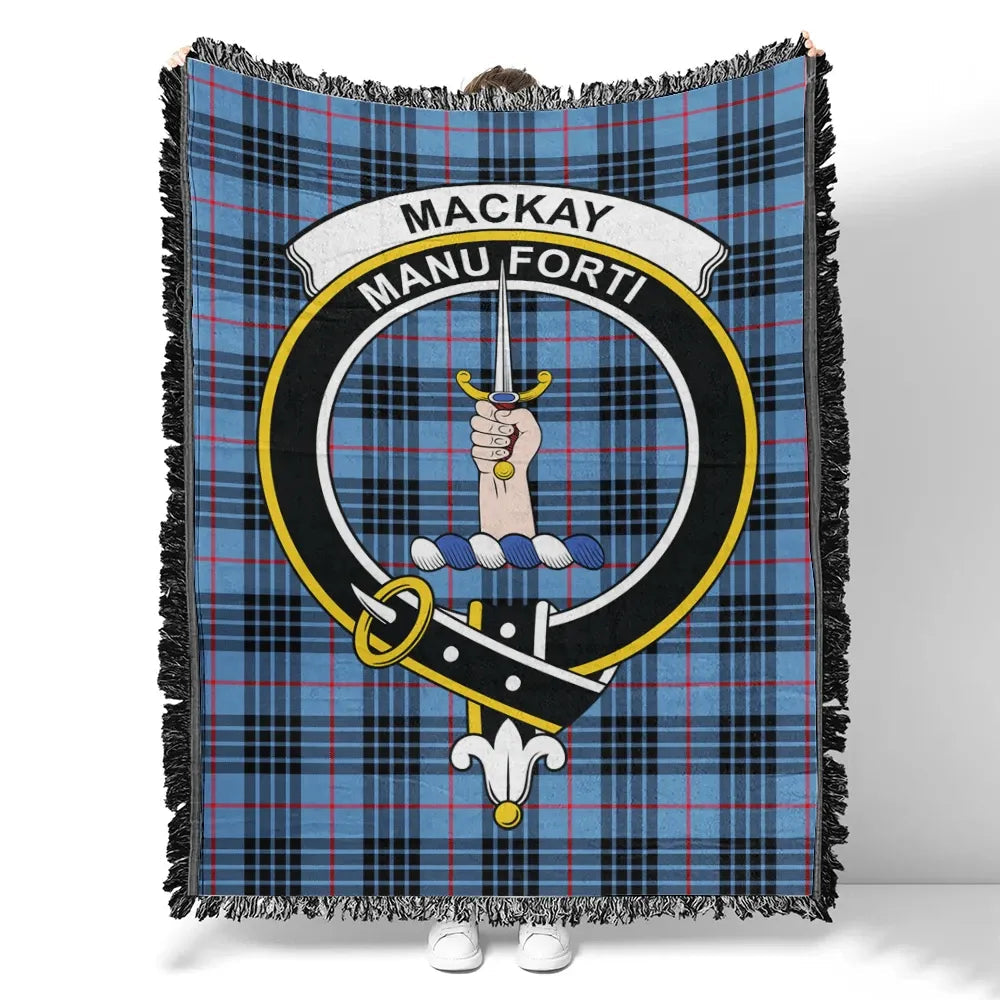 Scottish Tartan MacKay Blue Clan Woven Blanket Crest Style