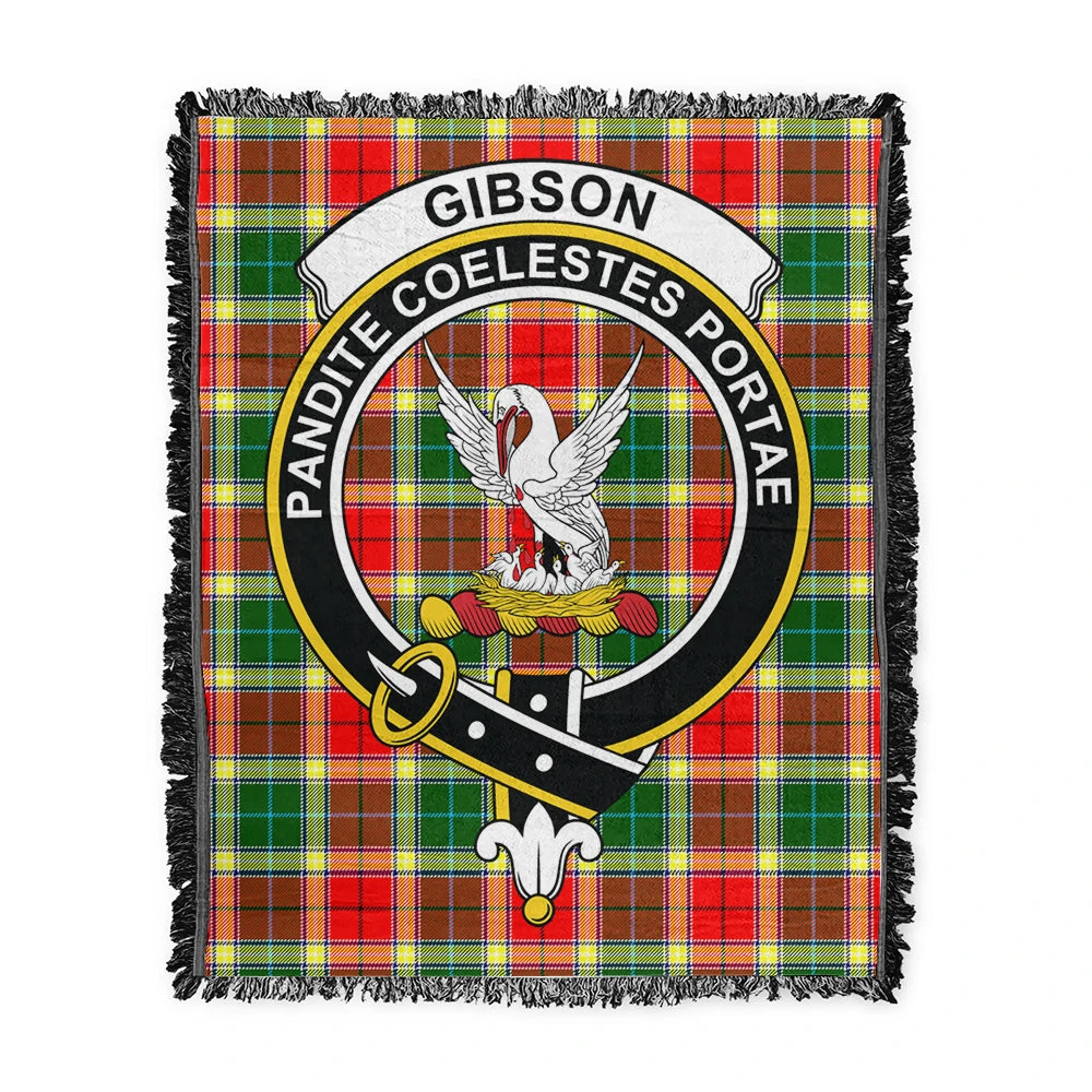 Scottish Tartan Gibbs Clan Woven Blanket Crest Style