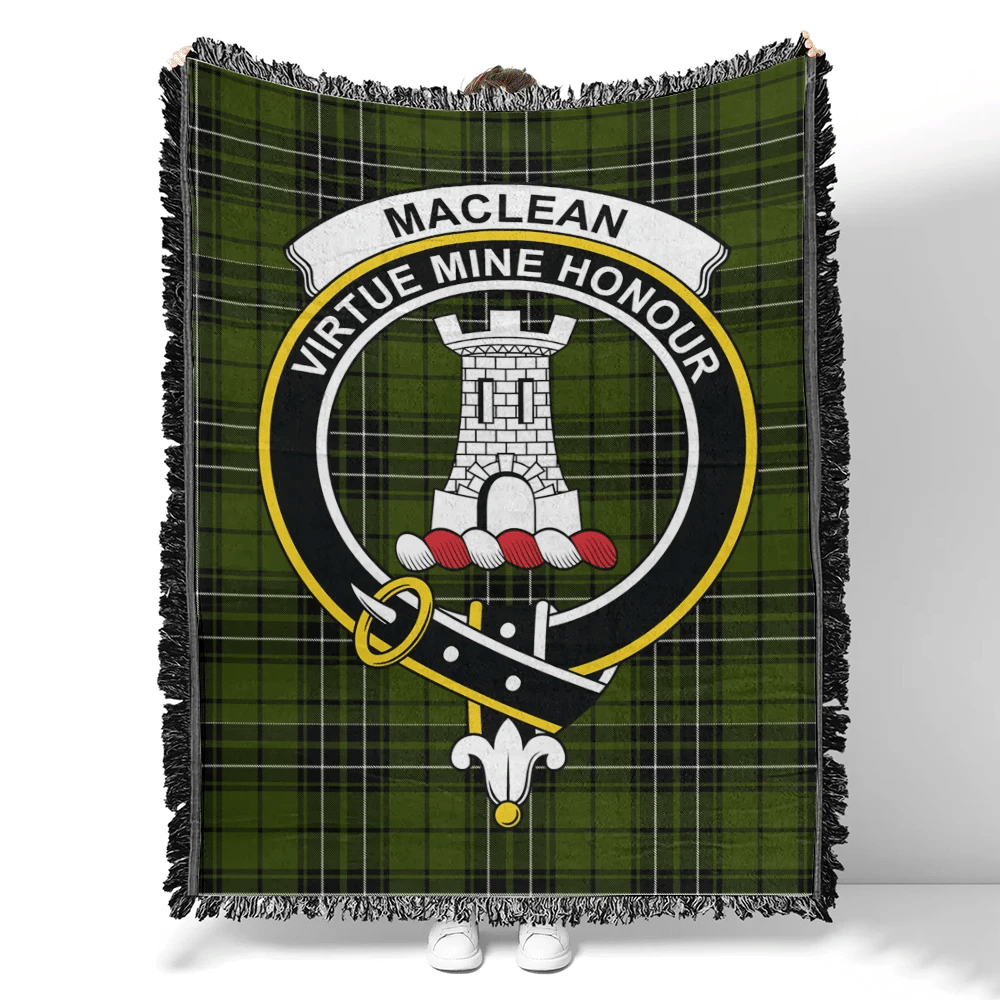 Scottish Tartan MacLean Hunting Ancient Clan Woven Blanket Crest Style