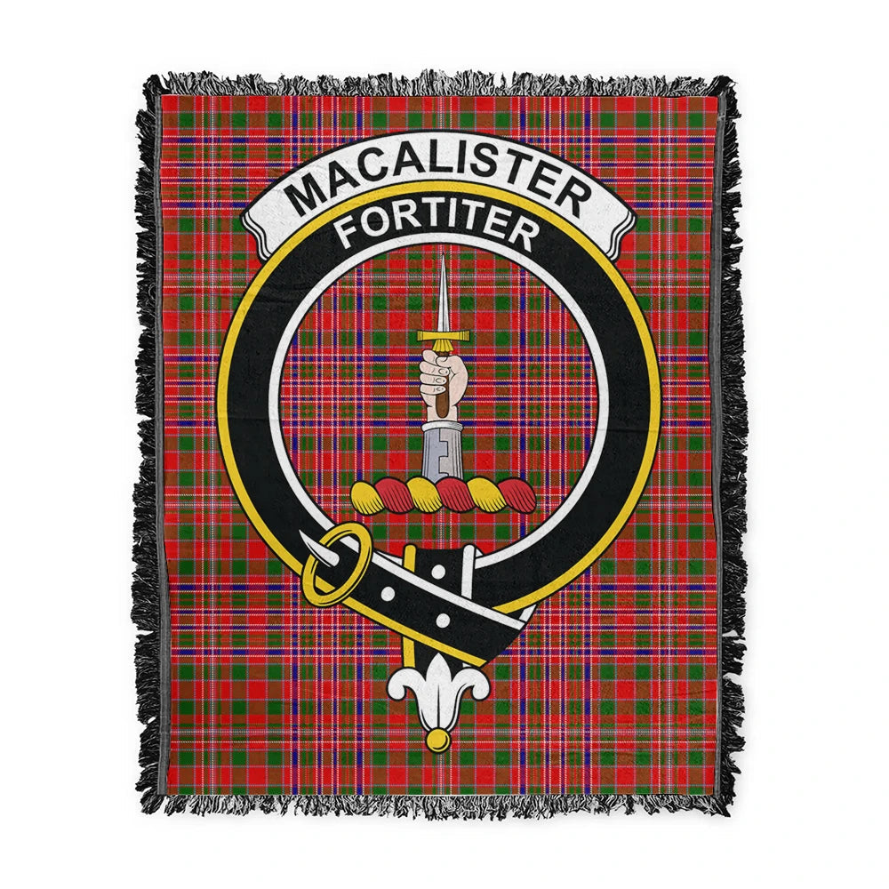 Scottish Tartan MacAlister Modern Clan Woven Blanket Crest Style