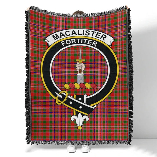 Scottish Tartan MacAlister Modern Clan Woven Blanket Crest Style