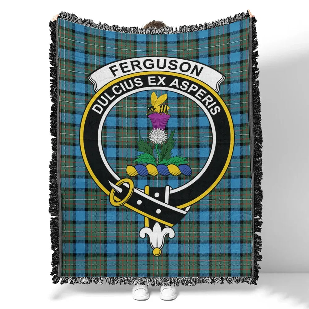 Scottish Tartan Fergusson Ancient Clan Woven Blanket Crest Style