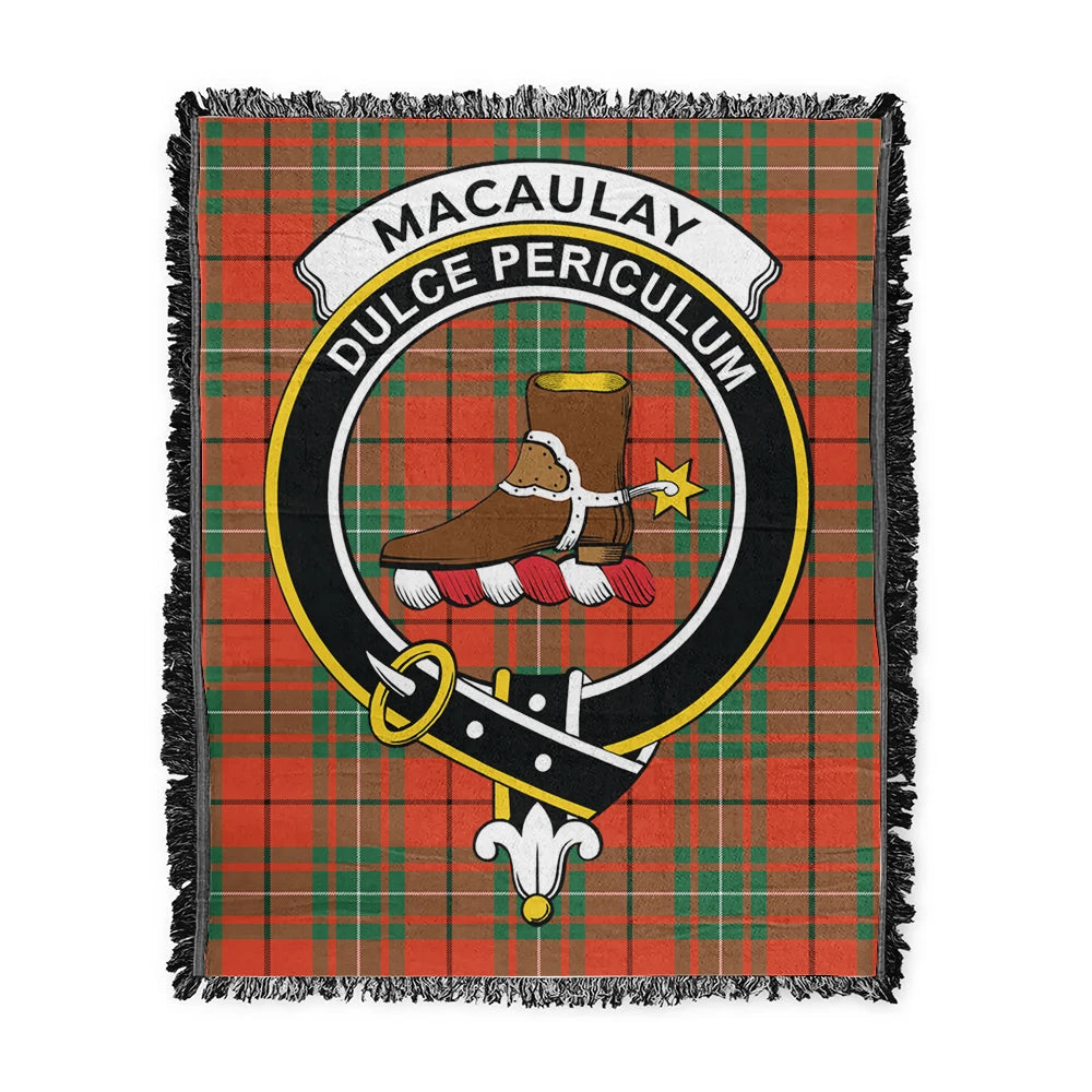 Scottish Tartan MacAulay Ancient Clan Woven Blanket Crest Style