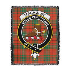 Scottish Tartan MacAulay Ancient Clan Woven Blanket Crest Style