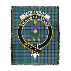 Scottish Tartan Fergusson Ancient Clan Woven Blanket Crest Style