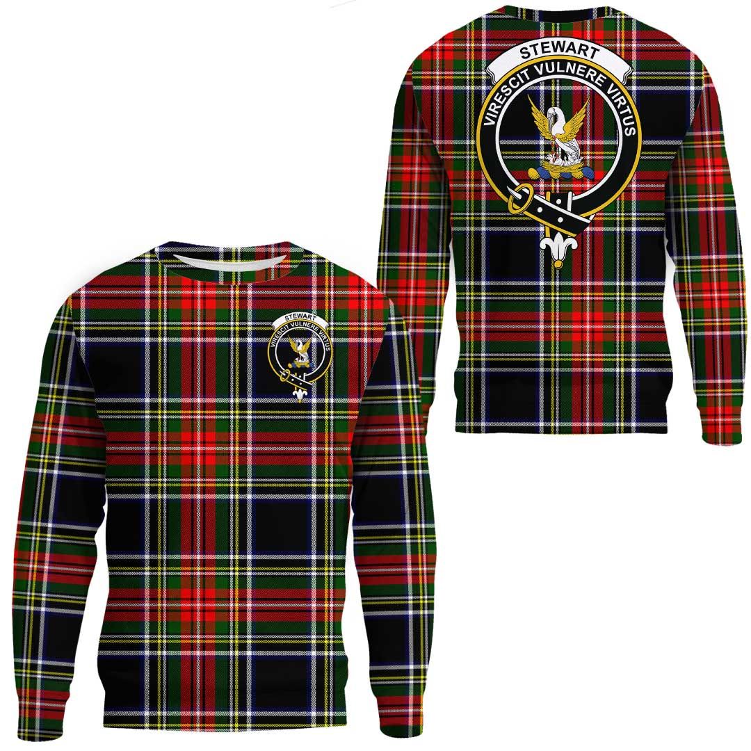 Stewart Black Tartan Crest Sweatshirt